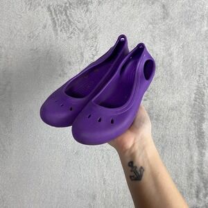 Crocs Purple Slip On Flats Shoes‎ Kids Junior Size J5 Ballet Child Summer